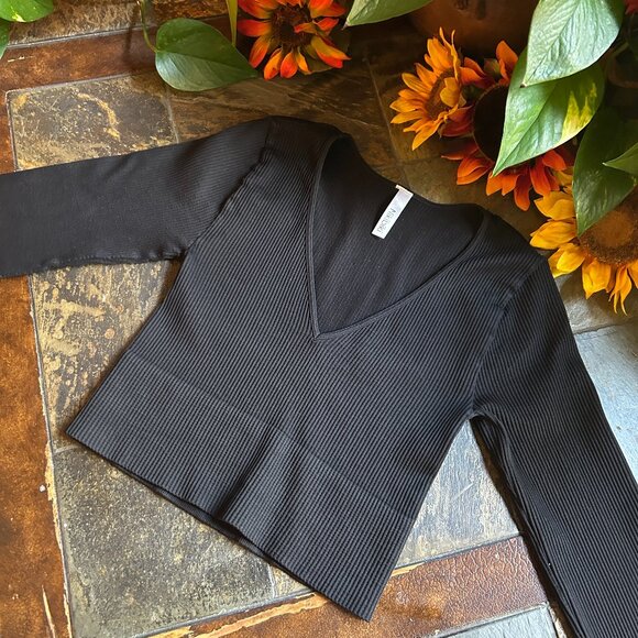 Nikibiki Seamless Long Sleeve V-Neck Crop Top - Picture 2 of 4